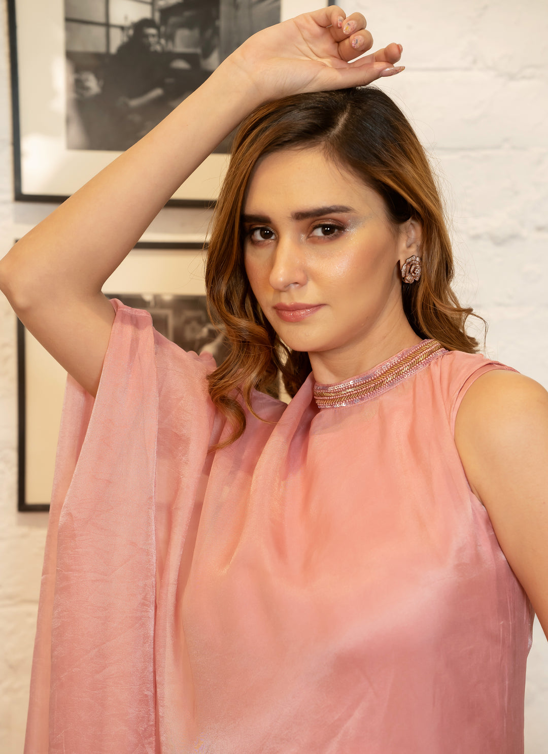 Blush Pink Tissue Drape Dress