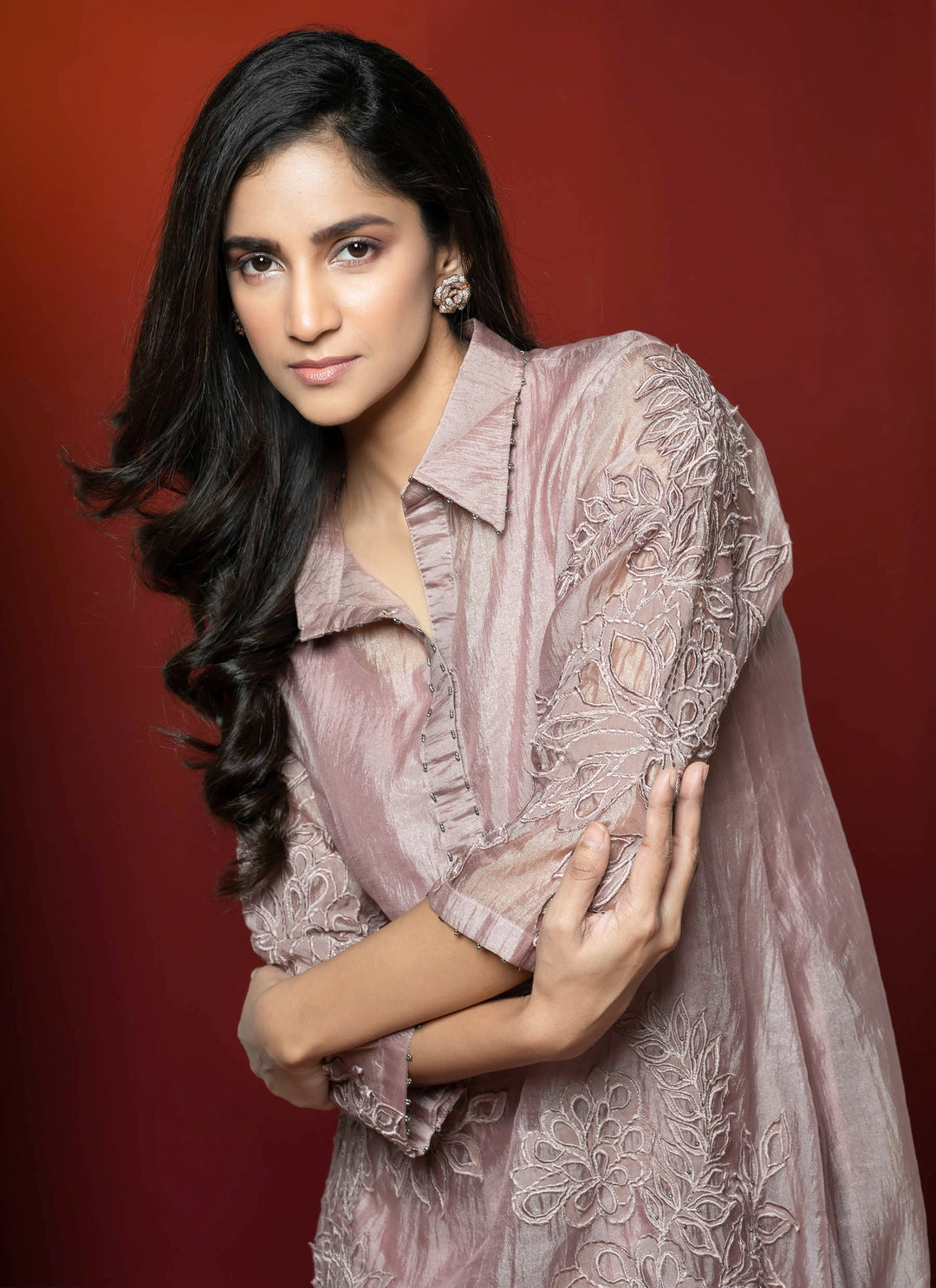 Champagne Applique Asymmetrical Tissue Dress