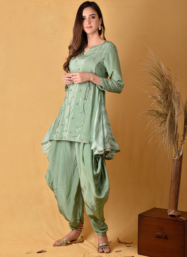 Green Tie-Dye Tunic Set