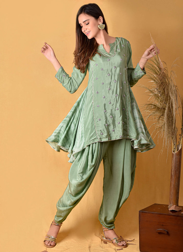Green Tie-Dye Tunic Set