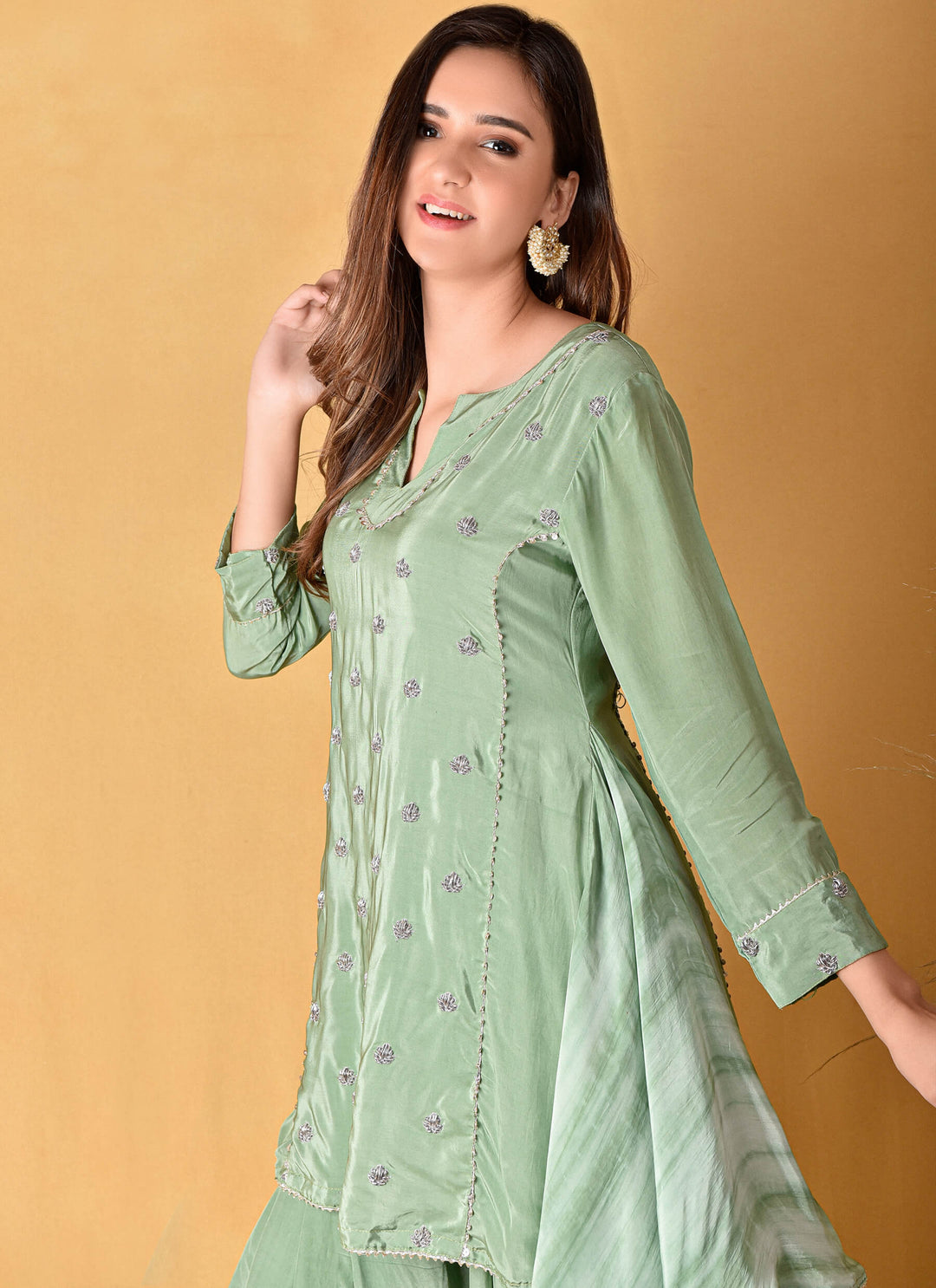 Green Tie-Dye Tunic Set