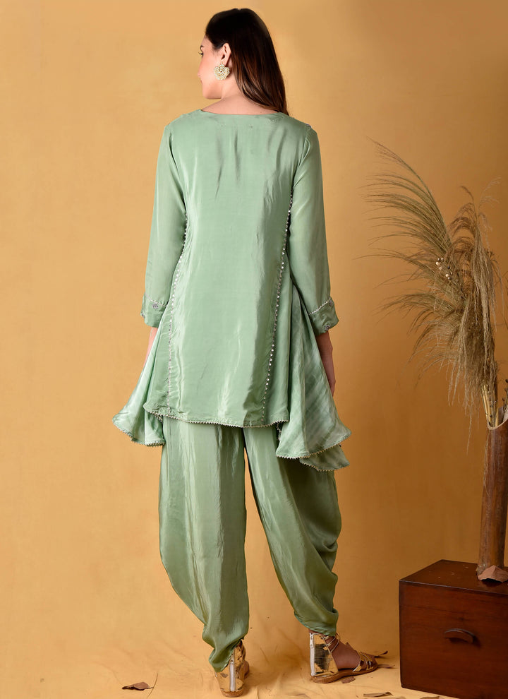 Green Tie-Dye Tunic Set