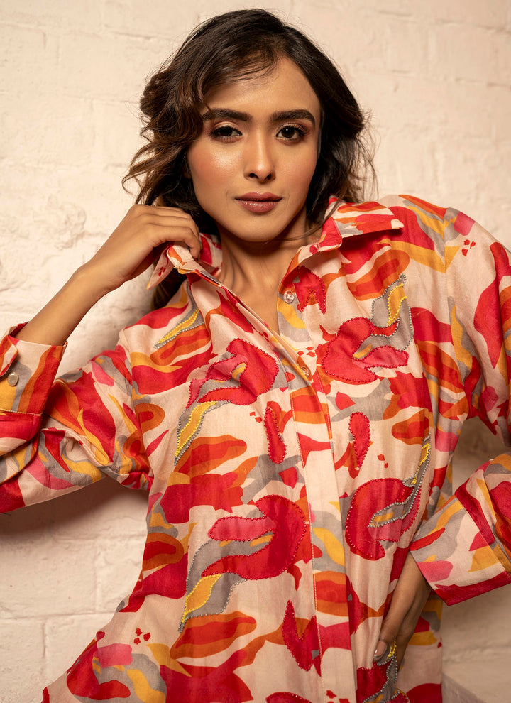 Pink abstract printed co-ord set - 1