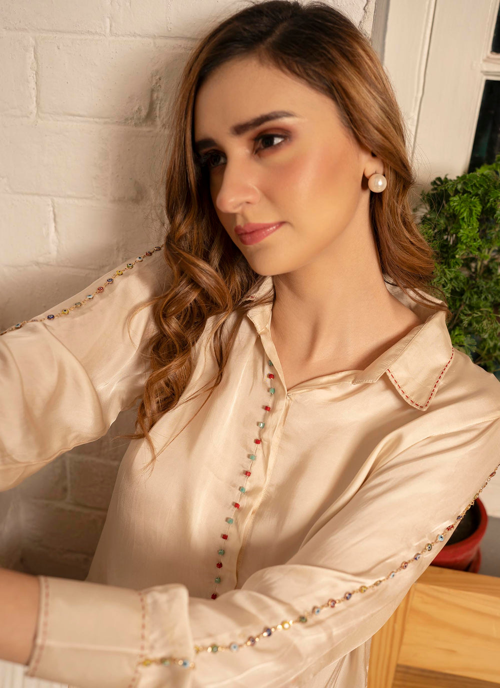 Beige evil-eye shirt - 2