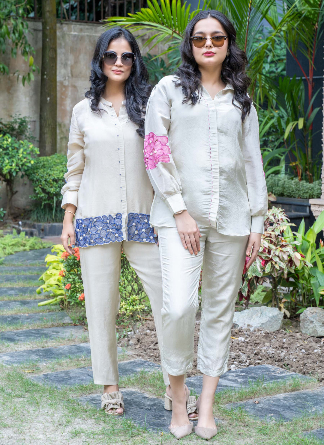 Gold Tissue cutwork shirt with pants - 3