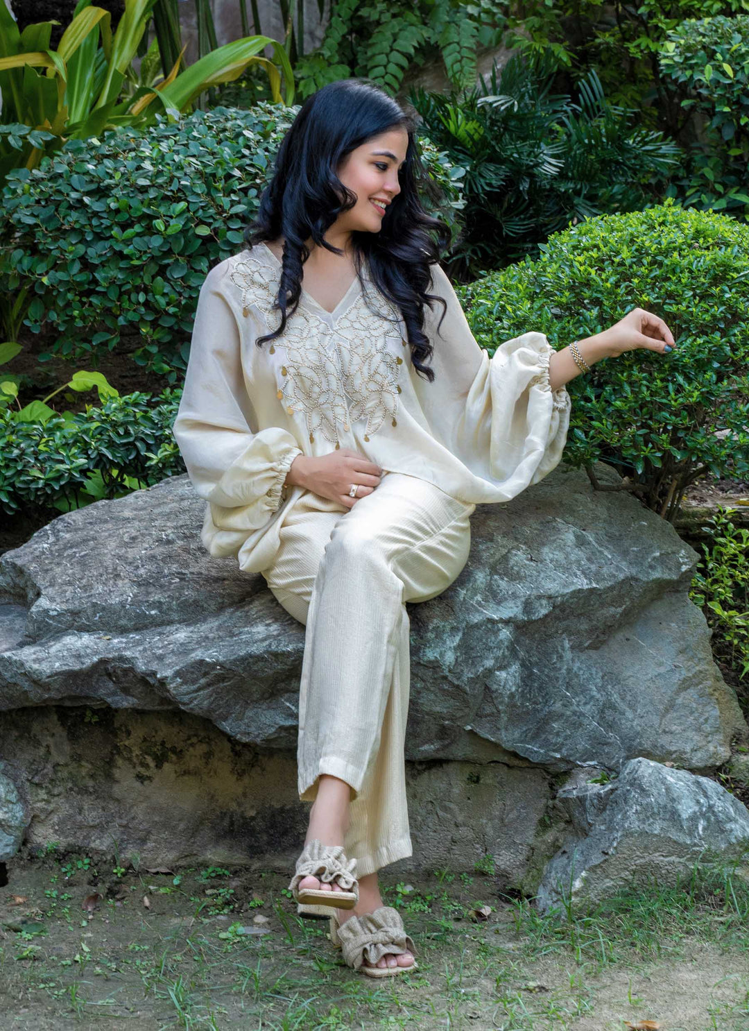 Golden Tissue Oversized Co-ord Set - 1