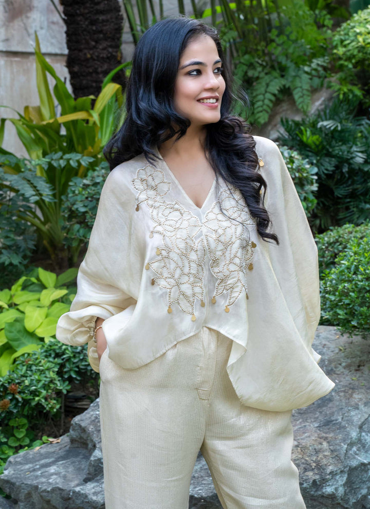 Golden Tissue Oversized Co-ord Set - 2