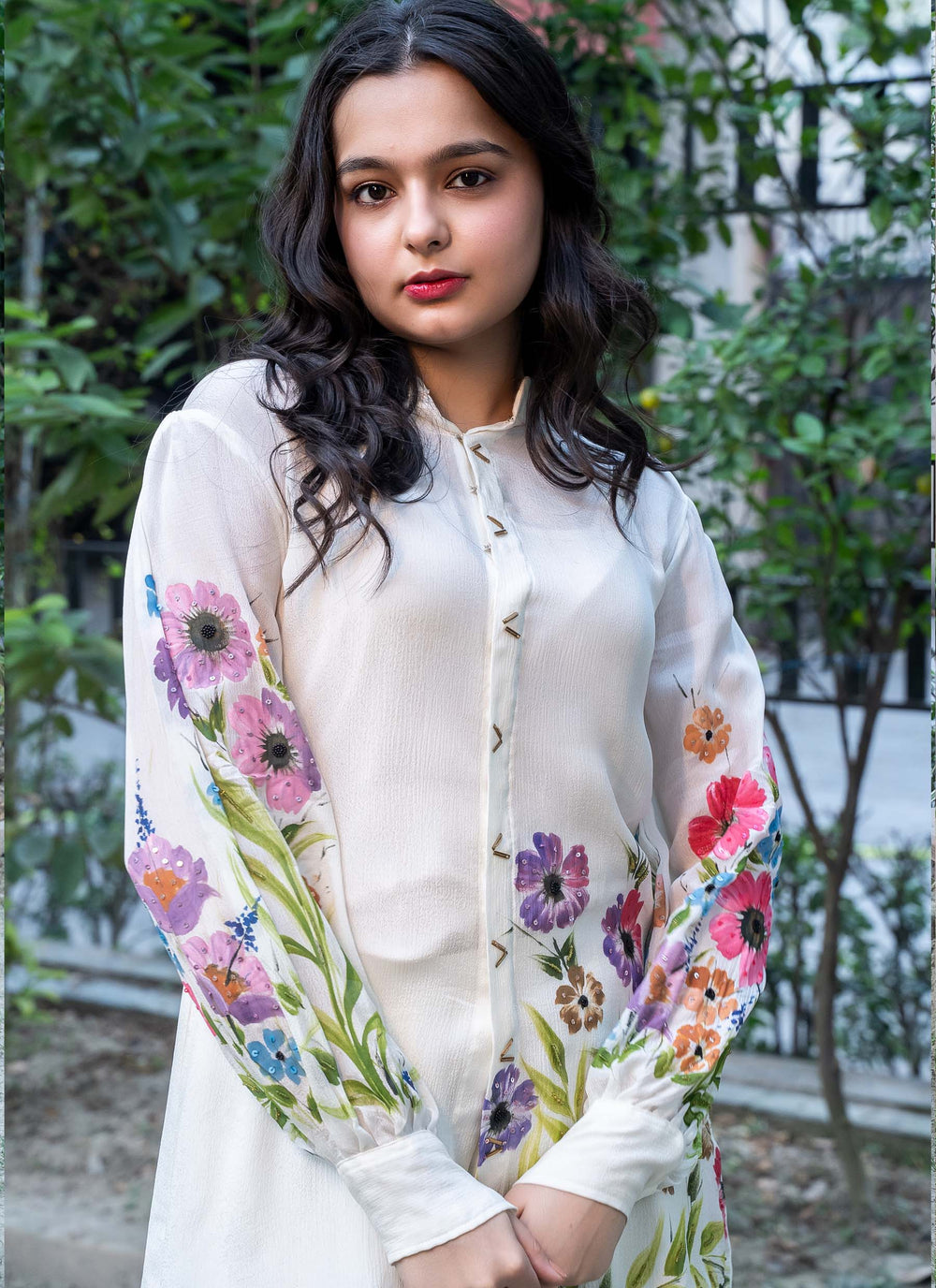 Off-White Hand Painted Co-ord Set - 2