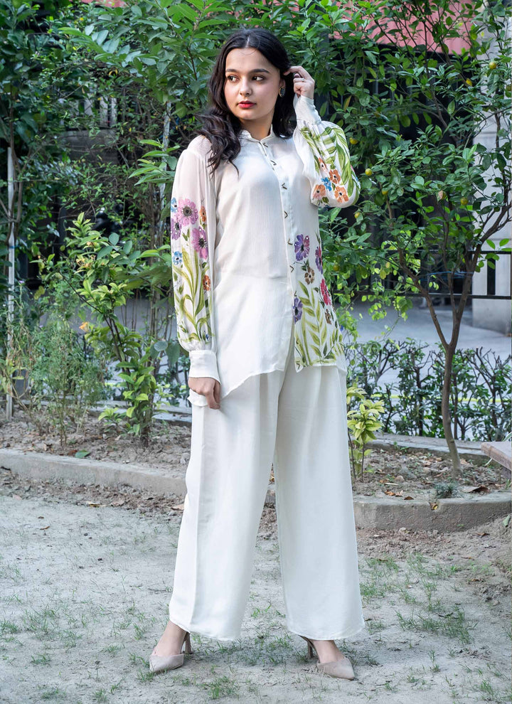 Off-White Hand Painted Co-ord Set - 3