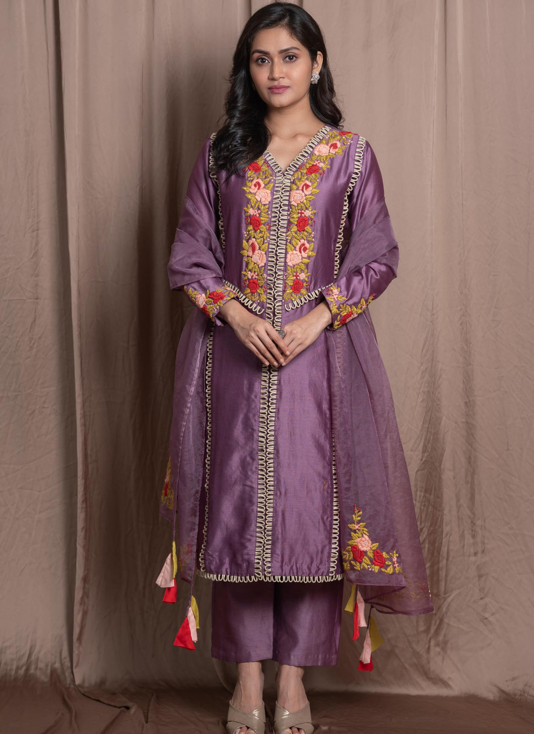 Mauve Salwar Kameez Set Front