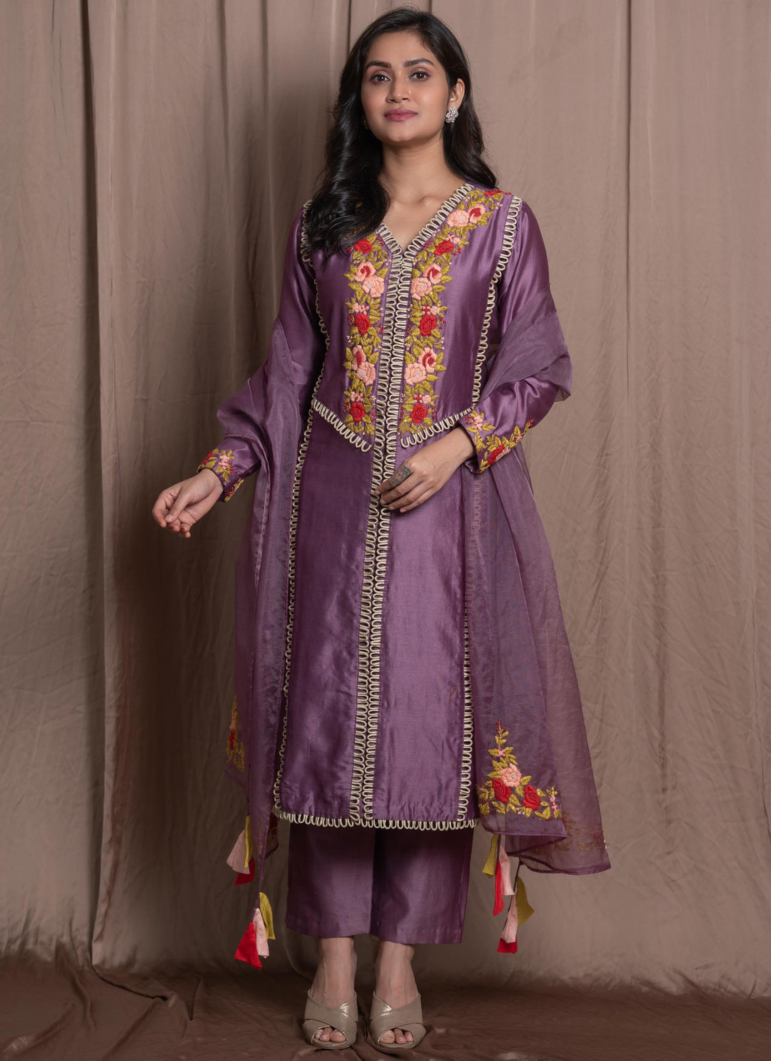Mauve Salwar Kameez Set Dupatta