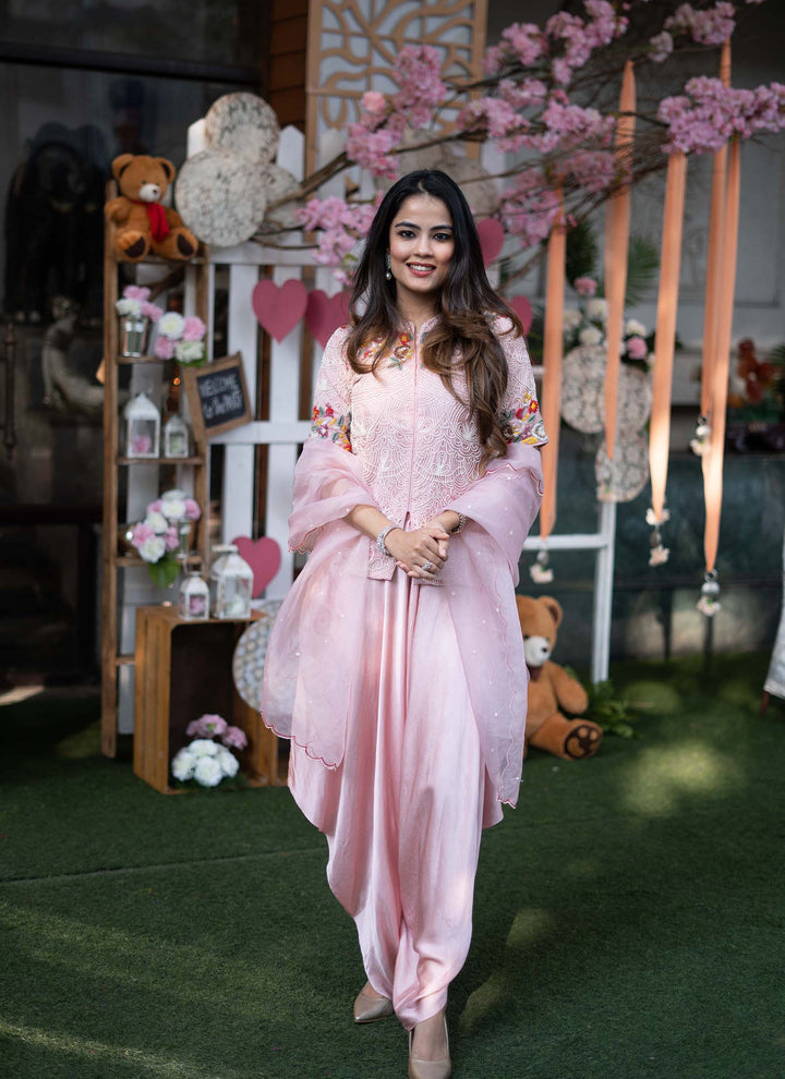 Pearl Embroidered Jacket Set Worn by Vandana