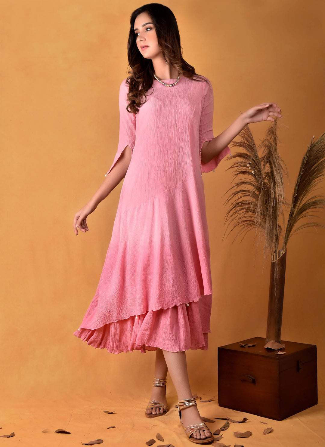 Pink Shaded Chiffon Dress