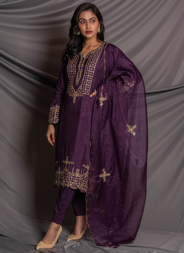 Purple Salwar Kameez Set Side