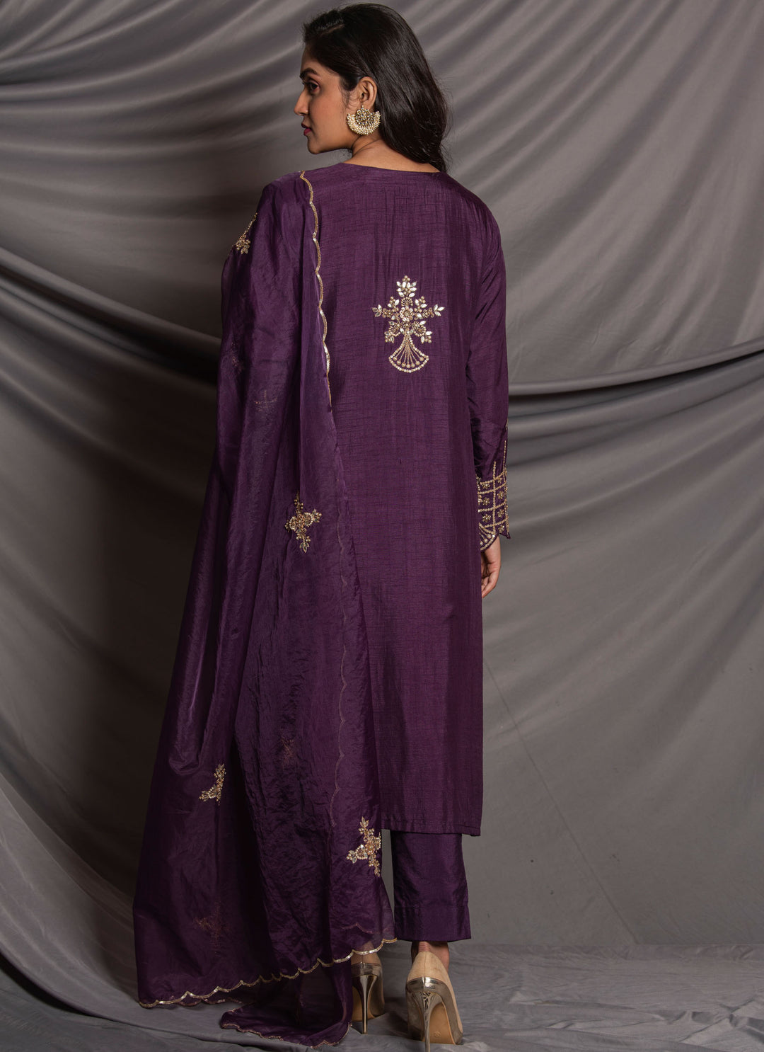 Purple Salwar Kameez Set Back