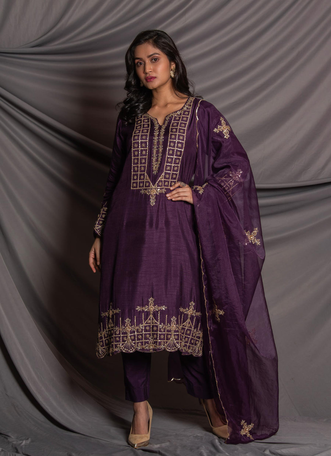 Purple Salwar Kameez Set Full
