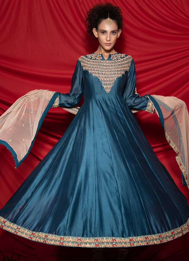 Royal Blue Anarkali With Dupatta