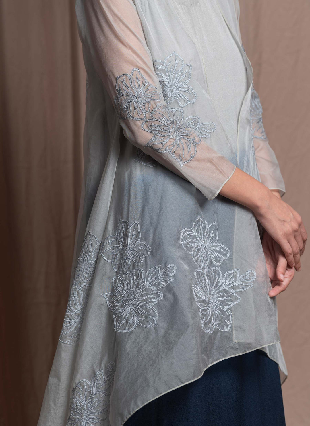Shaded Dress With Organza Jacket Close