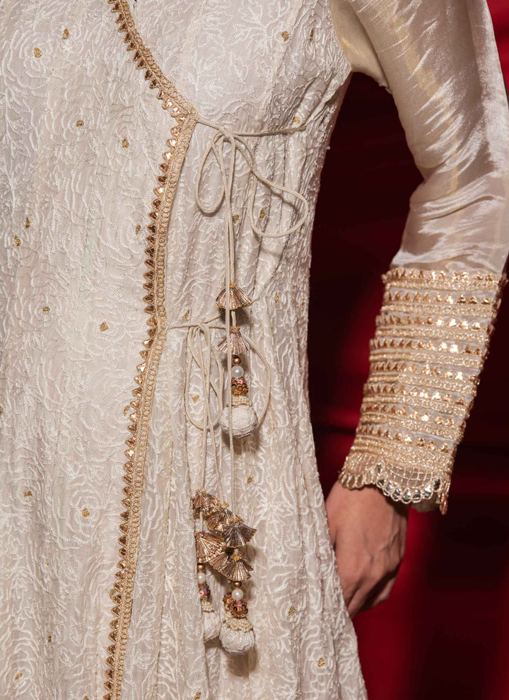 White Angrakha Suit Tassels