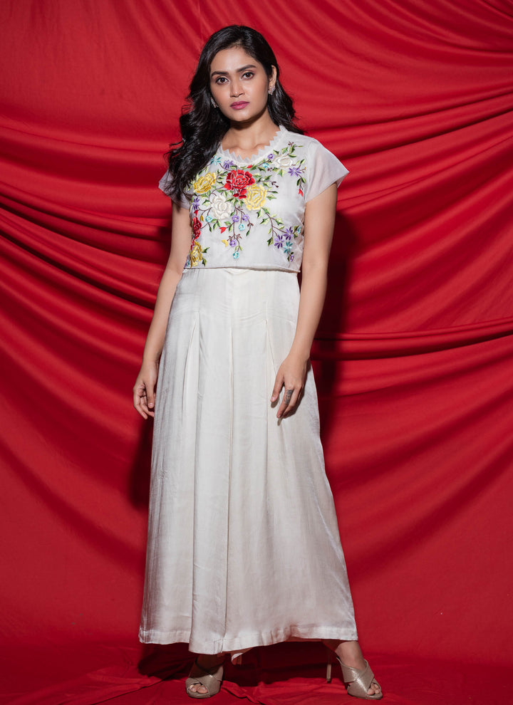 White Jumpsuit With Crop Top Full