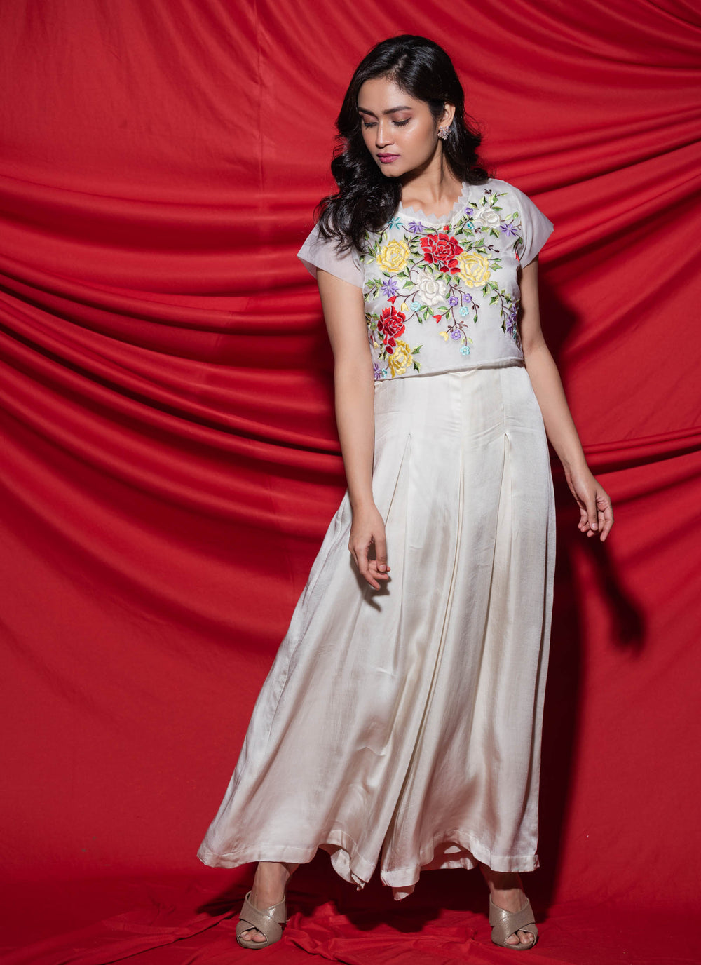 White Jumpsuit With Crop Top Side