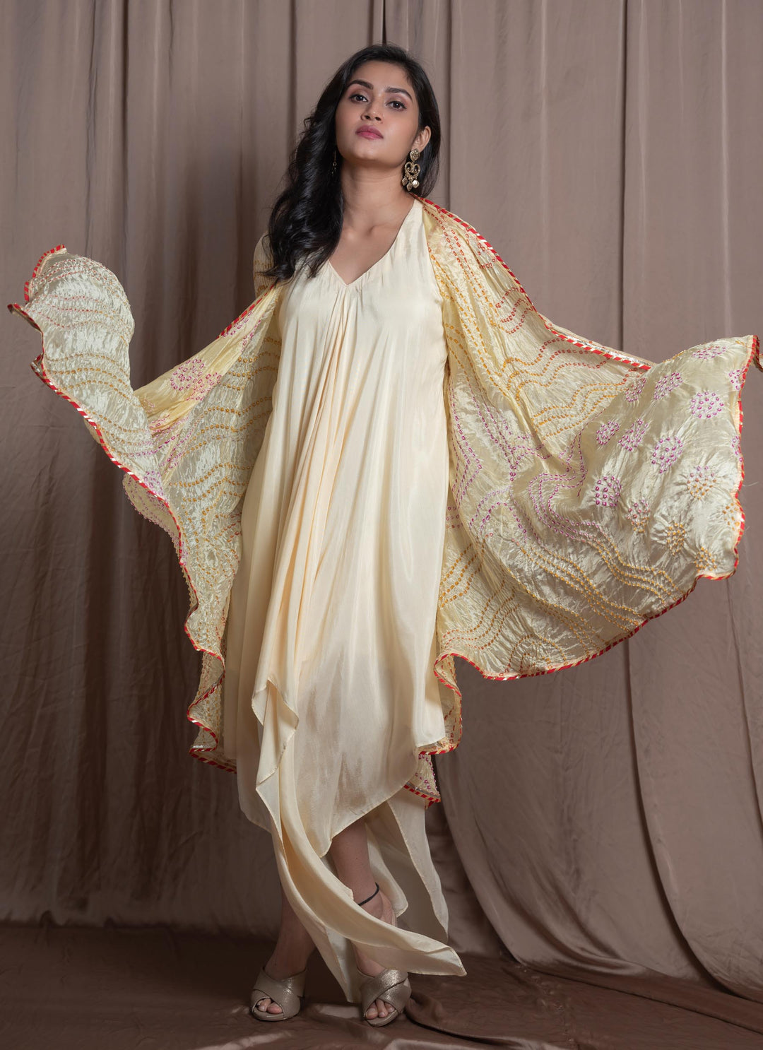 Yellow Bandhej Dress Creative