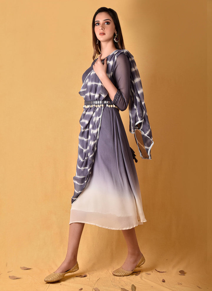 Products Tie&dye Dress With Attached Drape