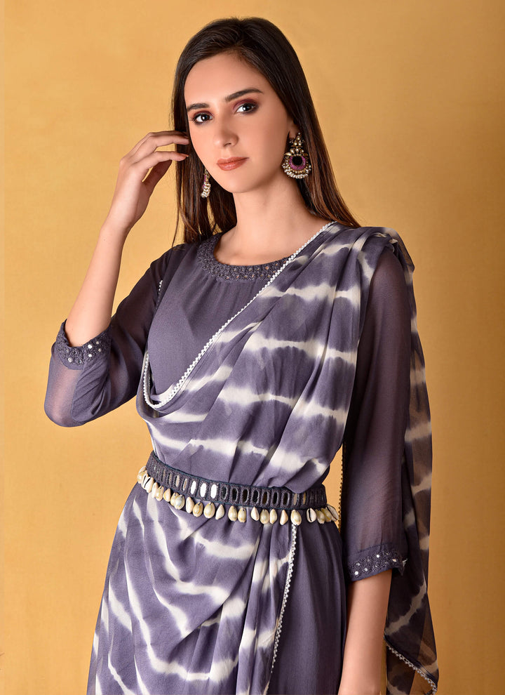 Products Tie&dye Dress With Attached Drape