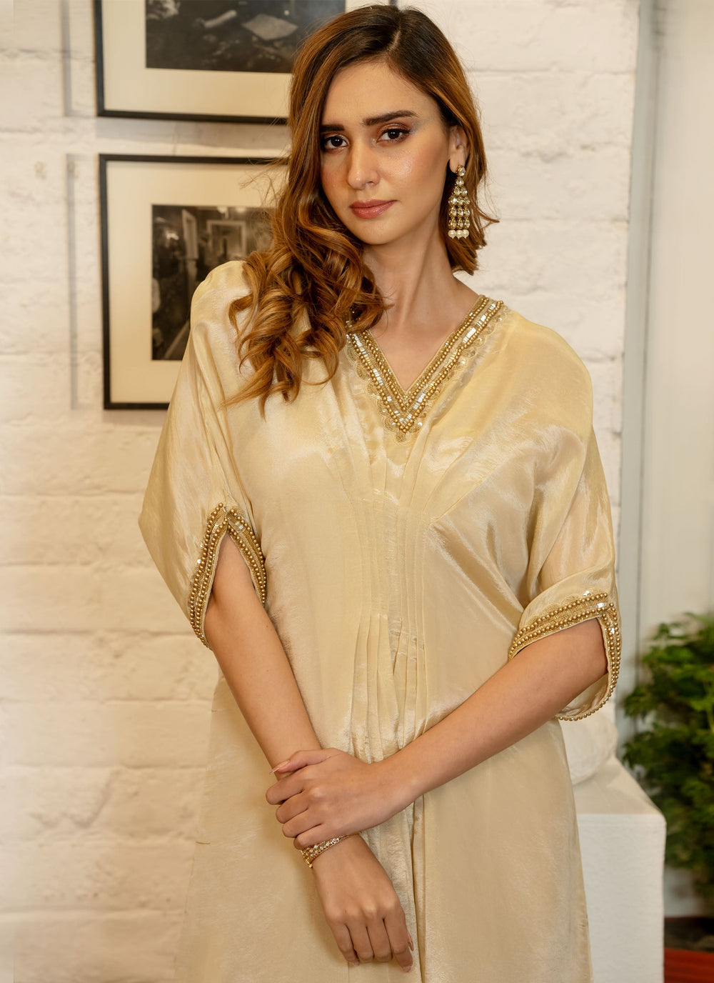 golden-pleated-kaftan-dress-2