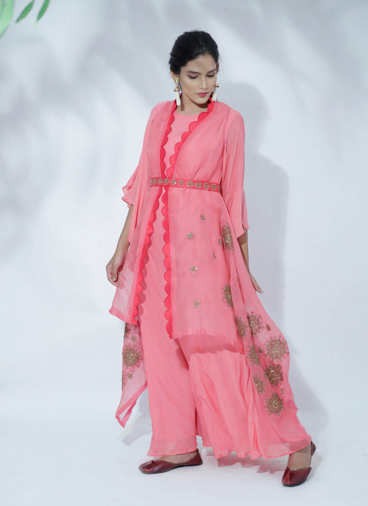 Pink Cape with Long Dress Full