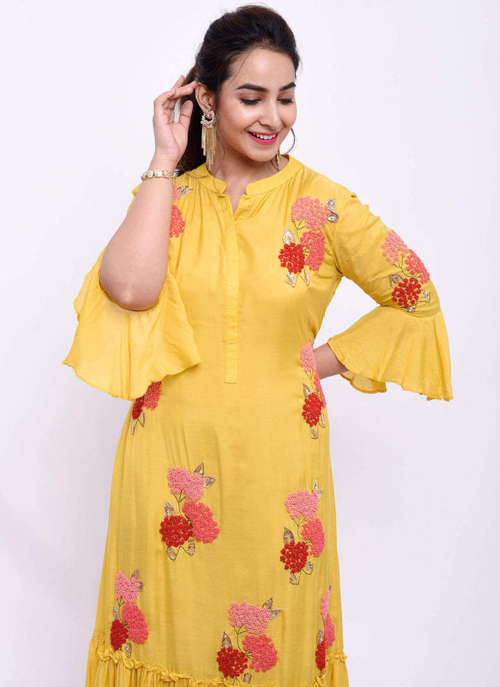 Yellow Frill Dress Front