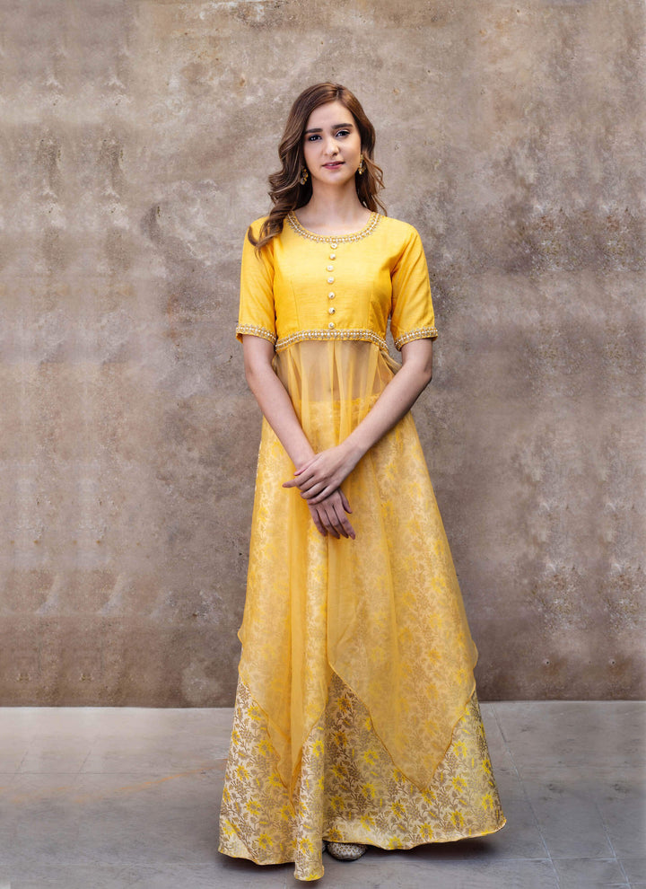 Yellow Indo-Western Lehenga Full