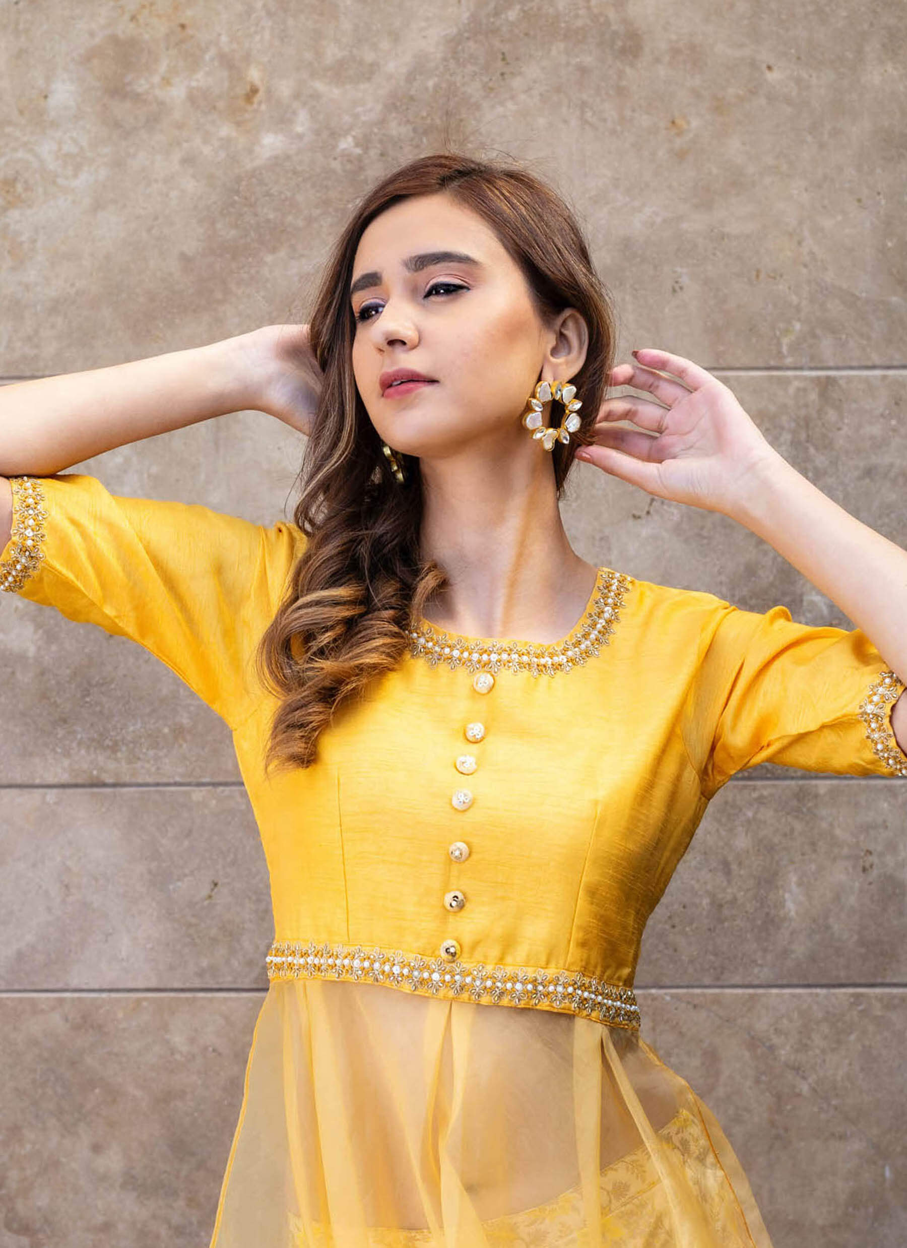 Yellow Silk Indo Western Suit 267858
